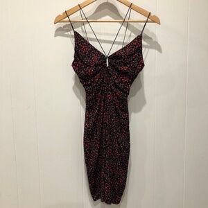 H&M // V-Neck // Keyhole Detail // Short // Black // Small Flowers // Dress